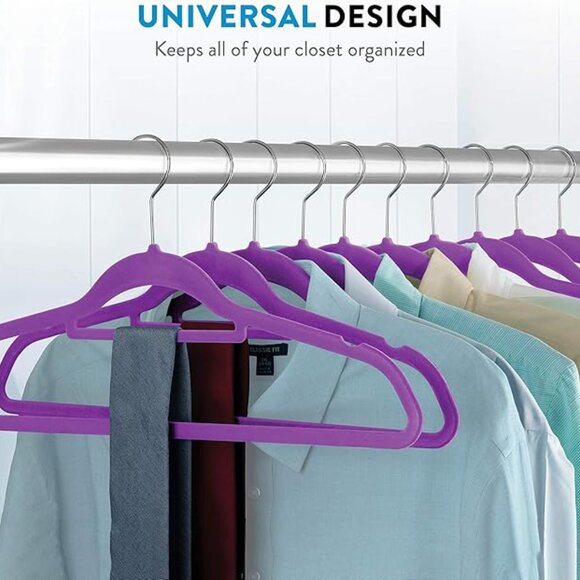 Black Velvet Clothing Hangers W/Tie Bar - Non-Slip, Swivel Hook, 20 pack, NWT - Picture 7 of 11